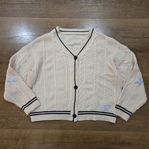 Taylor Swift Inspired Folklore Cable Knit Embroidered Preppy Academia Cardigan